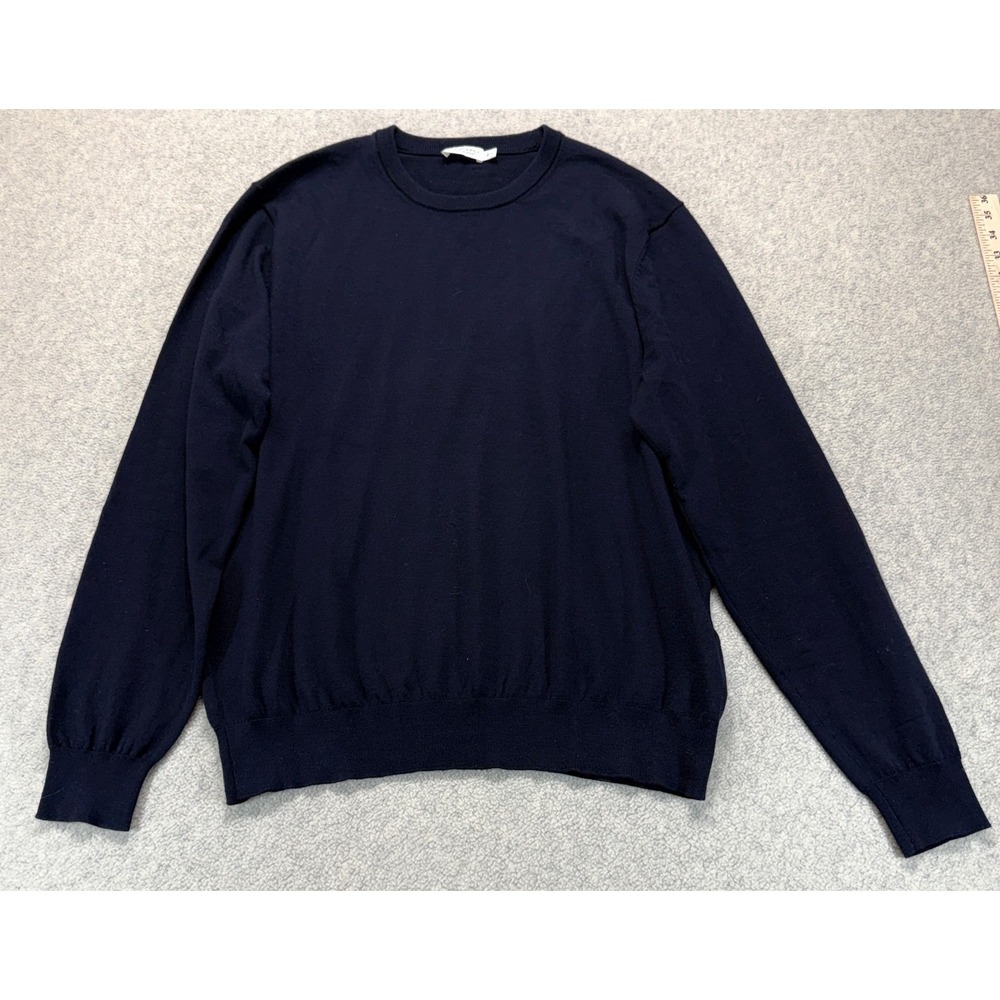 Suitsupply Mens Merino Wool Sweater Navy Blue Crew Neck Pullover Long Sleeve XL